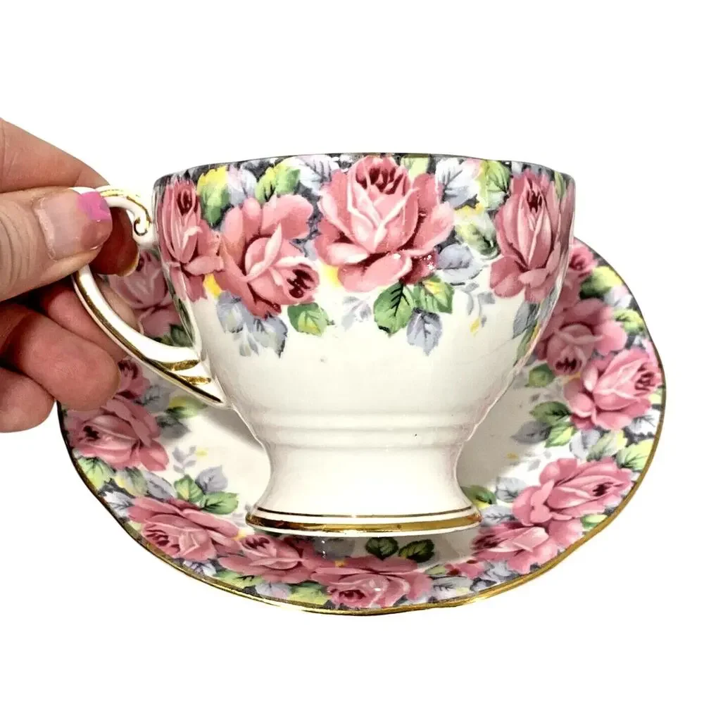 Royal Standard Rose Of Sharon Footed Tea Cup & Saucer Set Bone China England